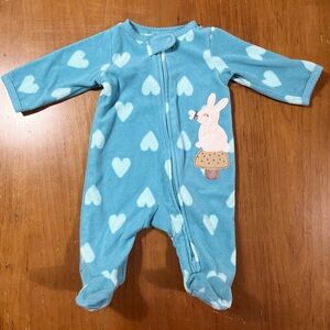 Carter's Blue Heart Footie with Bunny Patch